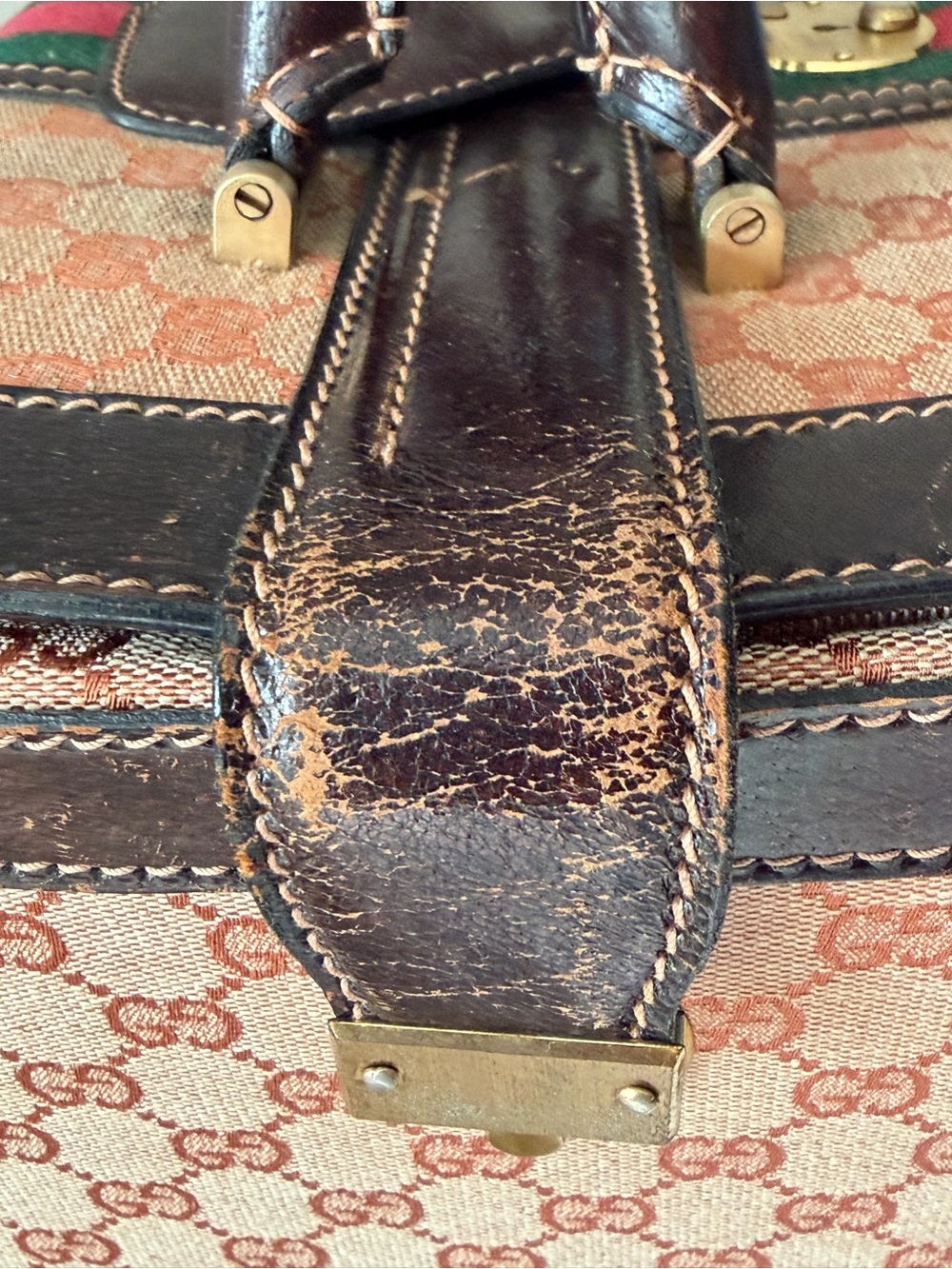 Vintage Gucci GG Supreme Sherry Web Train Case Vanity Bag - Picture 11 of 16